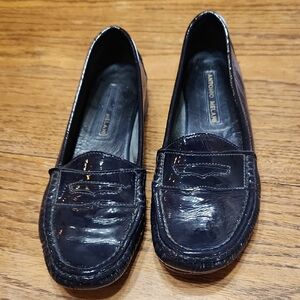 ANTONIO MELANI Navy Patent Leather Penny Loafers